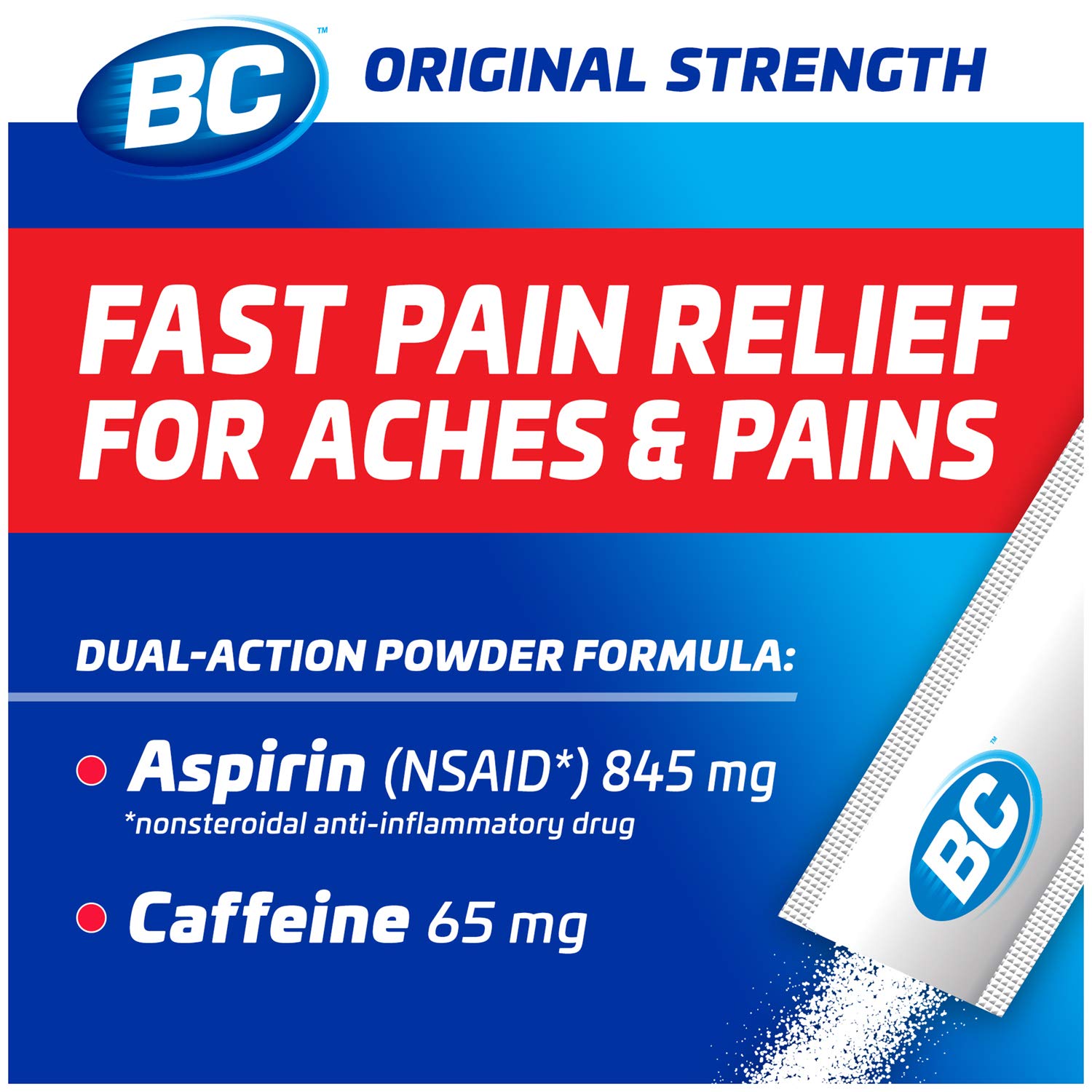 BC Powder Original – stick de dosage prêt à l'emploi pour un soulagement rapide.
