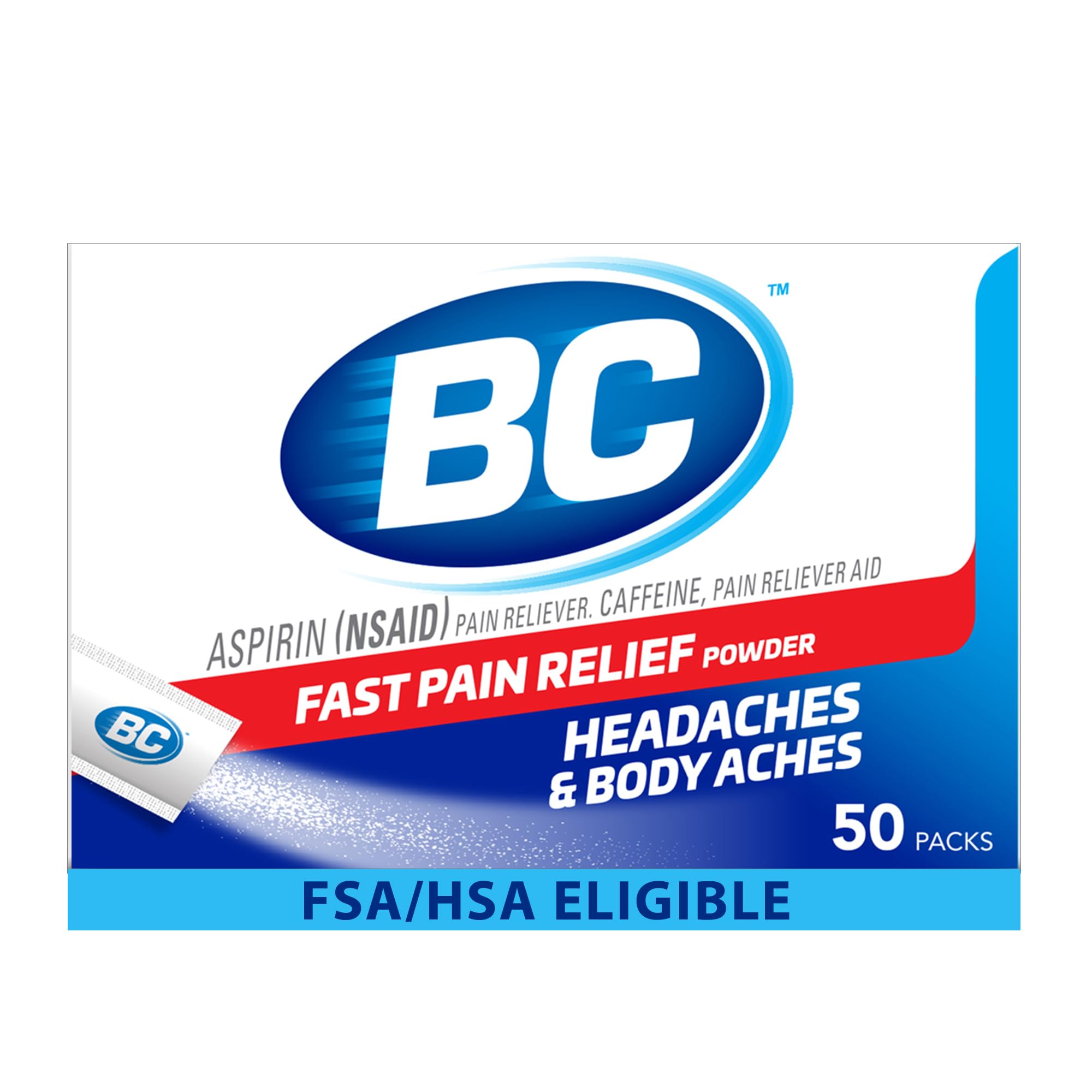 BC Poudre Originale dans sa boîte de 50 sachets, soulage rapidement les douleurs