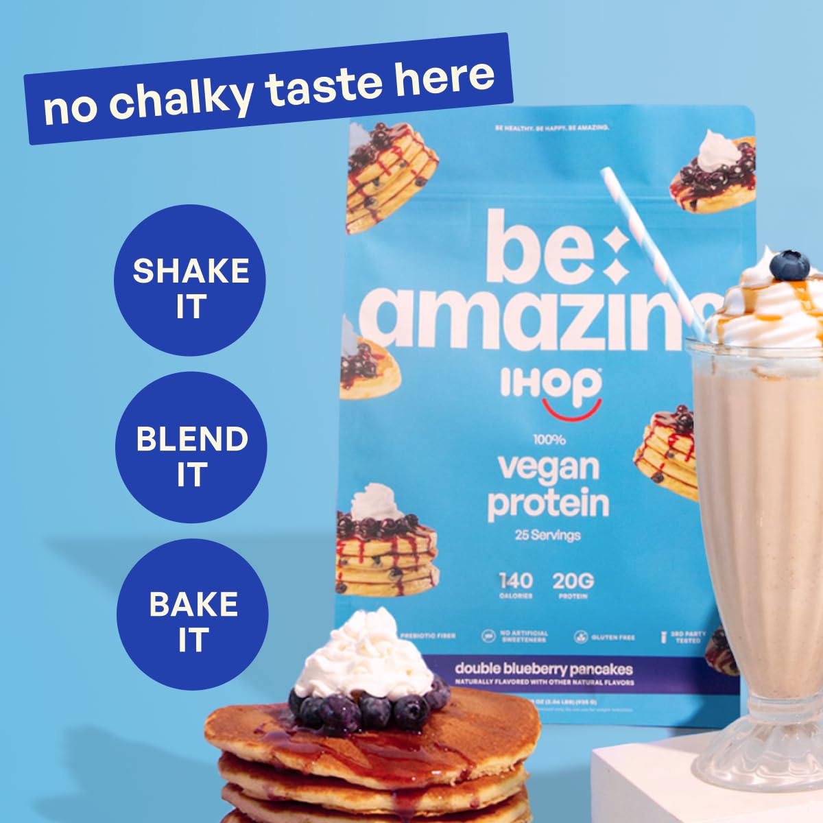 BE AMAZING saveur crepes myrtilles ihop pour shake gourmand