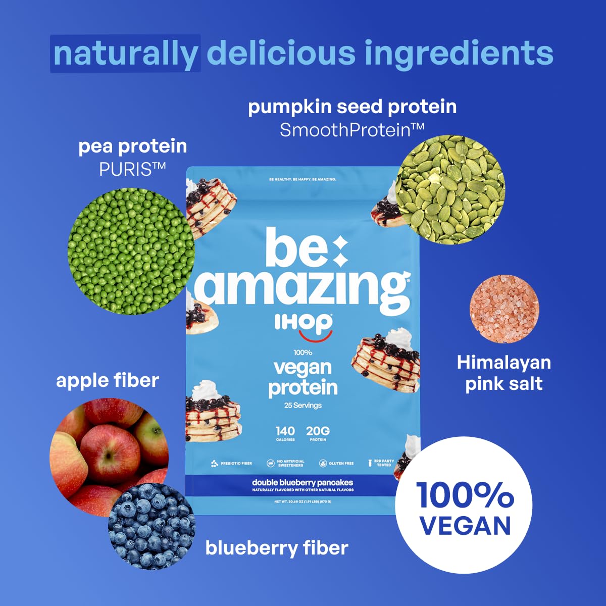 BE AMAZING ingrédients propres sans gluten ni lactose pour une nutrition claire