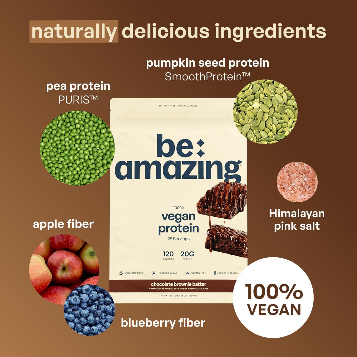 Be Amazing Vegan Protein – fibres prébiotiques et saveur naturelle, soutien digestive possible