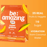 BE AMAZING Super Greens dans un verre smoothie, soutien quotidien à l'hydratation et nutrition