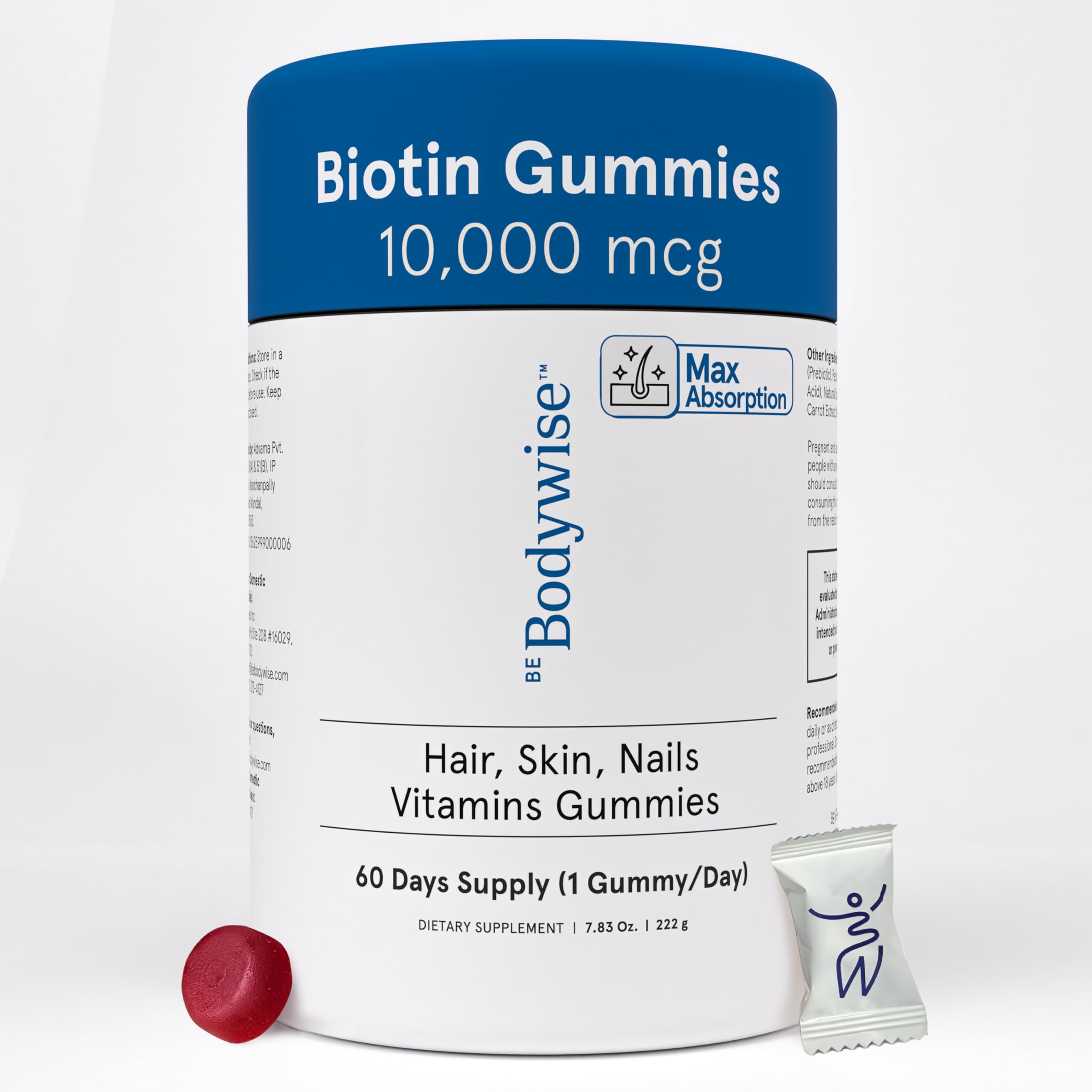 Be Bodywise Biotine Gommes : emballage individuel pratique, routine beauté simplifiée.