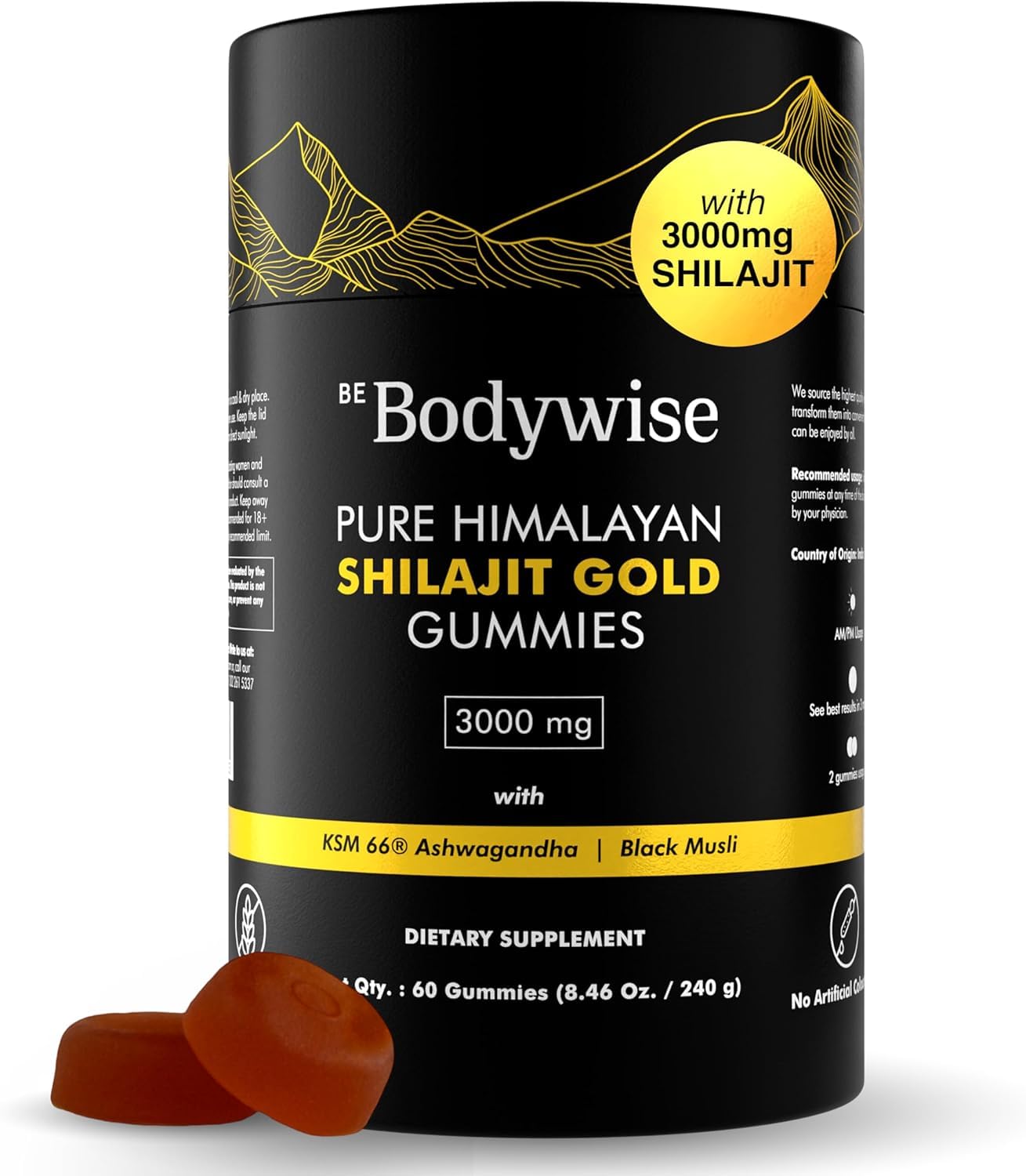 Be Bodywise gommes Shilajit pur gold dans l emballage principal, énergie naturelle potentielle