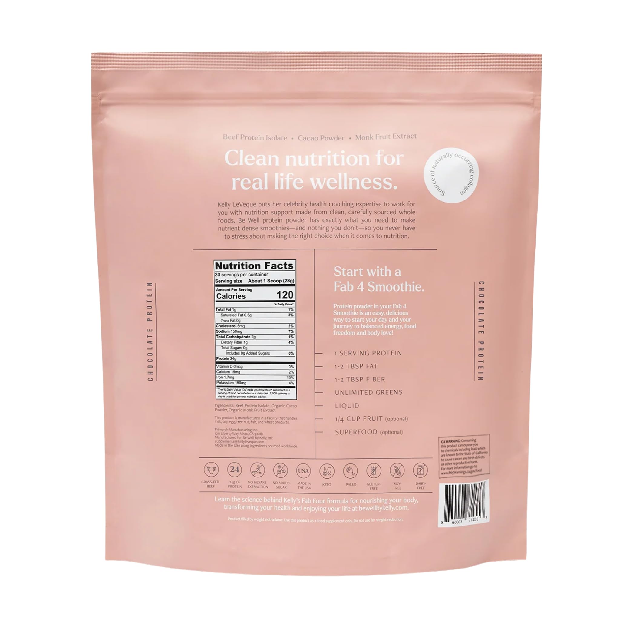 Be Well par Kelly LeVeque – fab four smoothies, base protéinée pratique.
