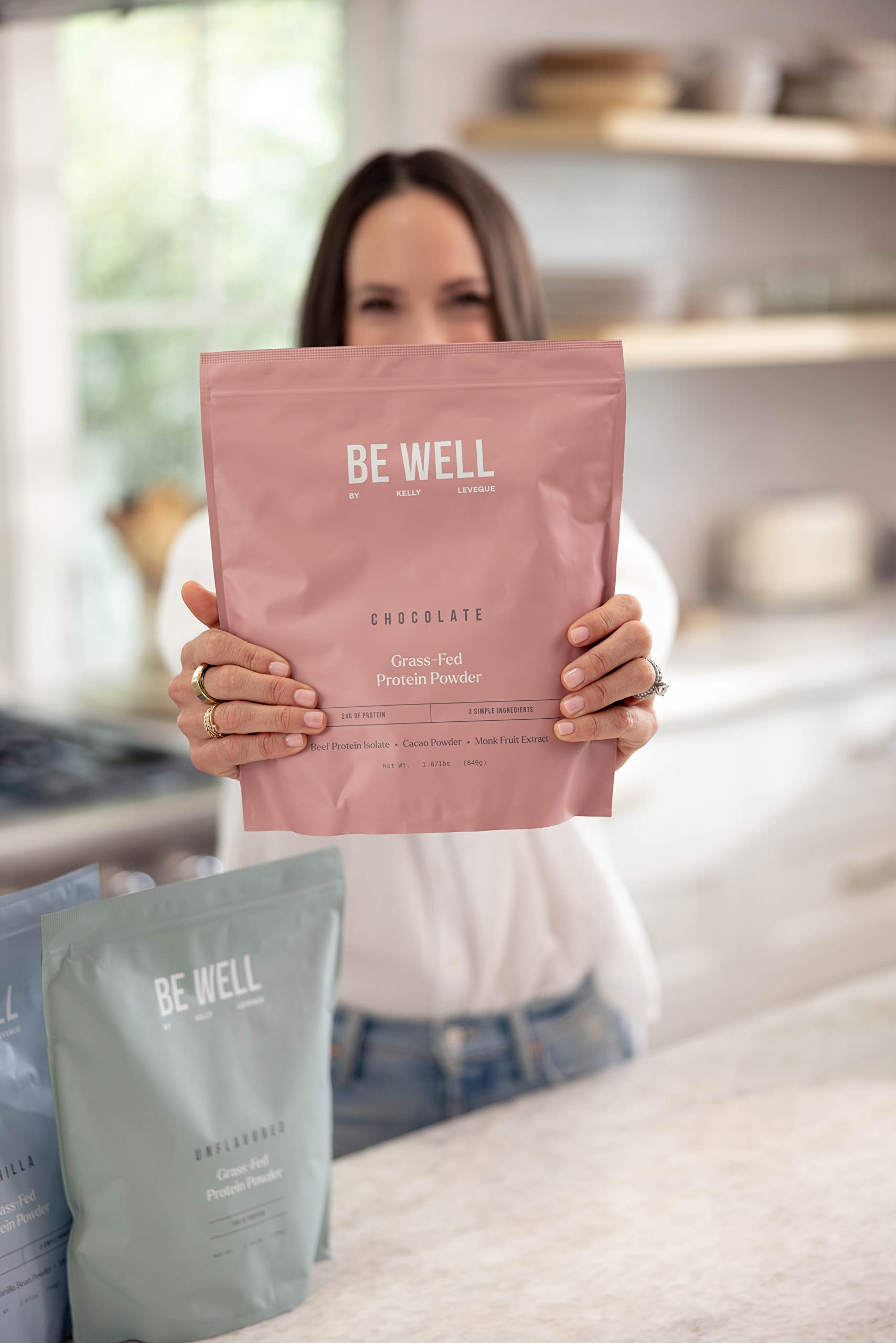 Be Well par Kelly LeVeque – protéine boeuf 24 g par portion, soutien musculaire.