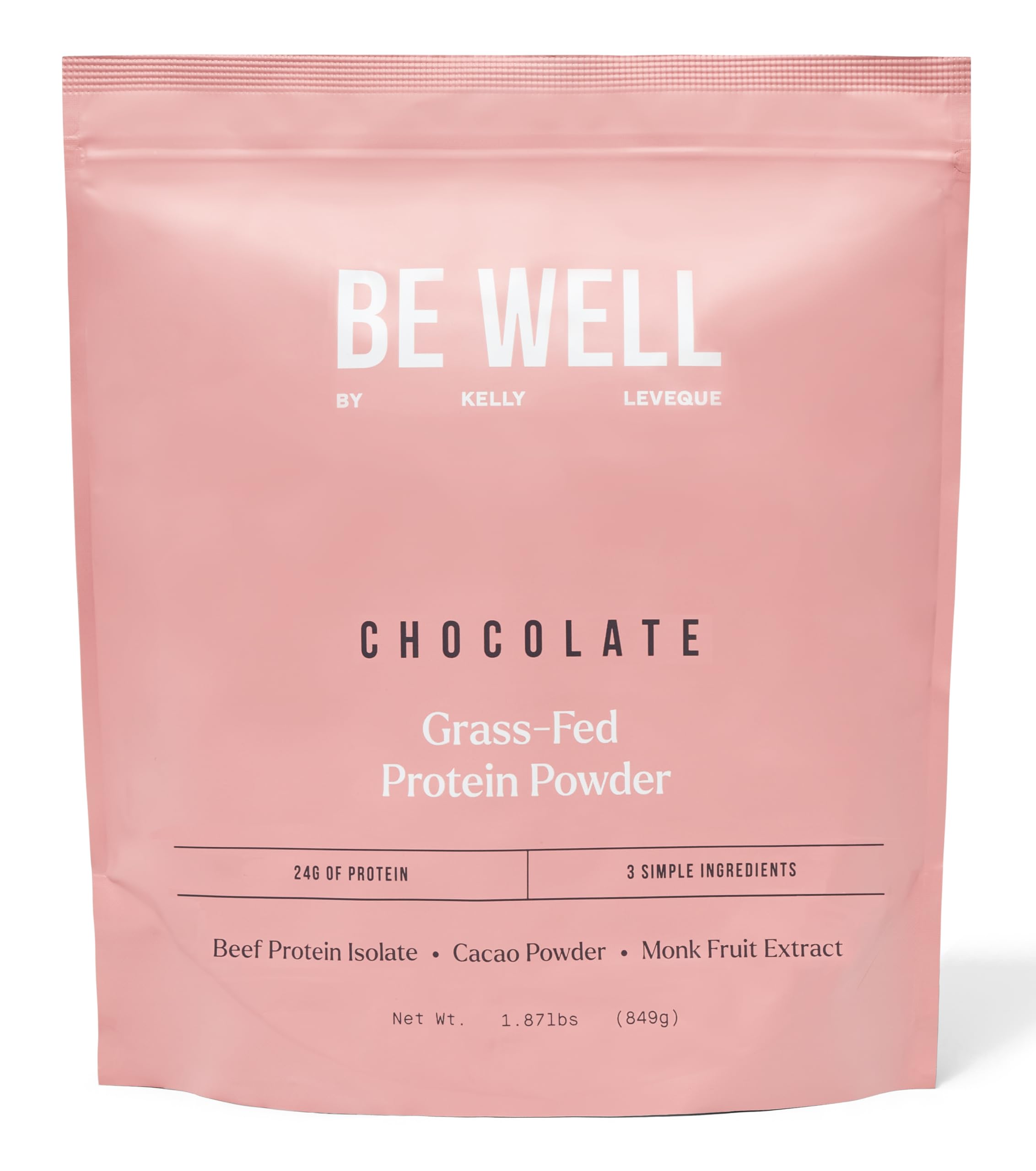 Be Well par Kelly LeVeque – protéine de boeuf cacao en bouteille, bénéfices et usage.