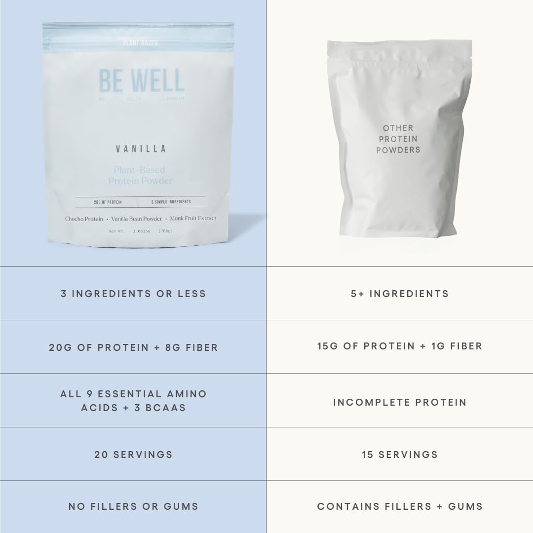 Be Well vanille poudre protéinée végétale pour shakes onctueux.