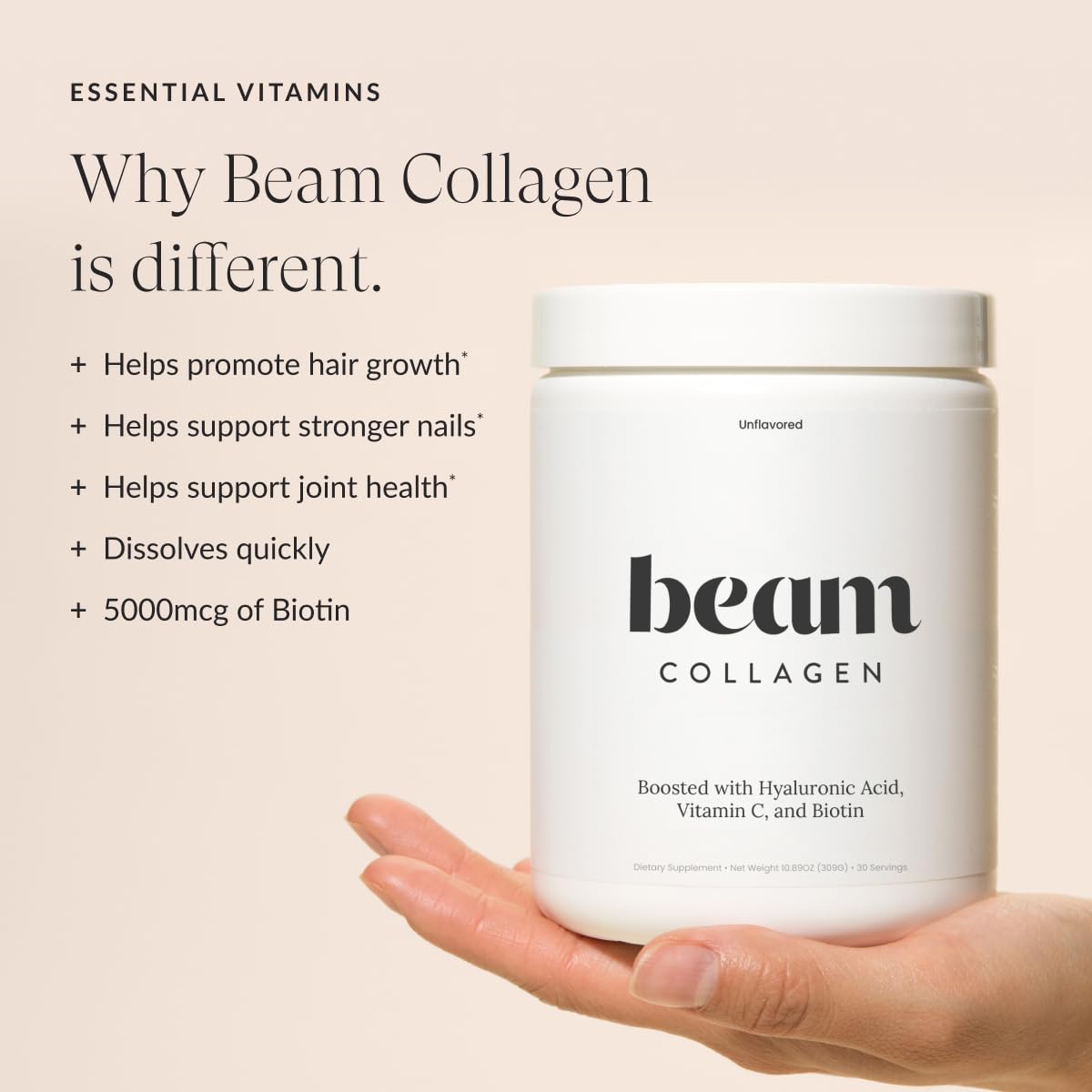 Beam Collagen poudre dans une tasse de cafe pour une boisson rapide et agreable.