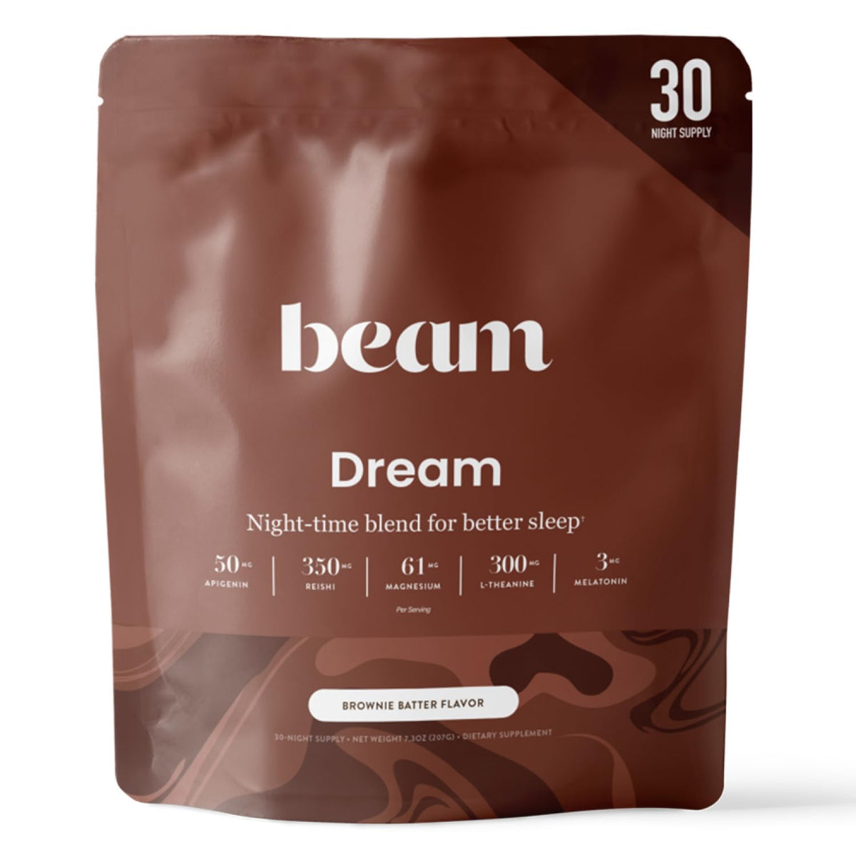 Beam Dream Sleep Powder bouteille saveur chocolat fondant favorisant détente et sommeil paisible