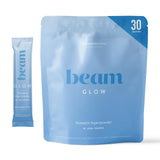 Beam Glow — bouteille-poudre montrant le conditionnement et l’usage potentiel.