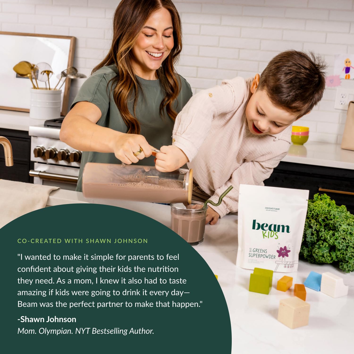 Beam Kids All-in-One poudre, mélange rapide dans le lait.