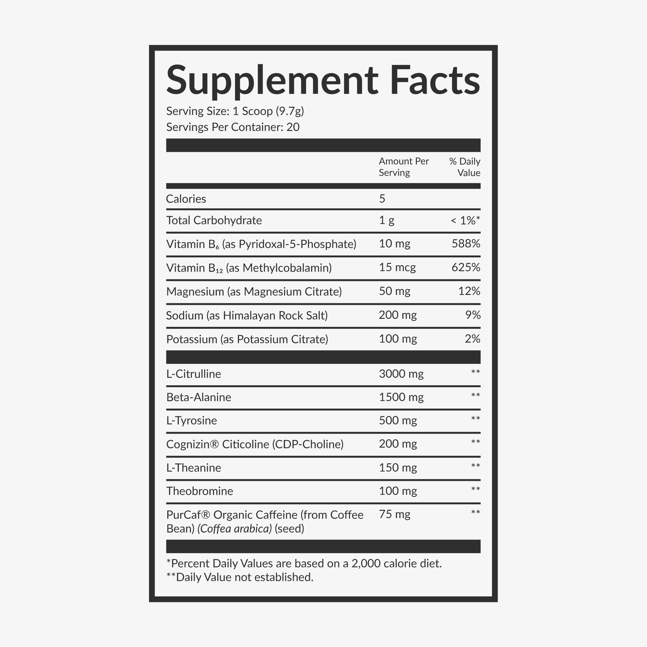 Beam Pré Workout caféine modérée, sans colorants ni édulcorants artificiels