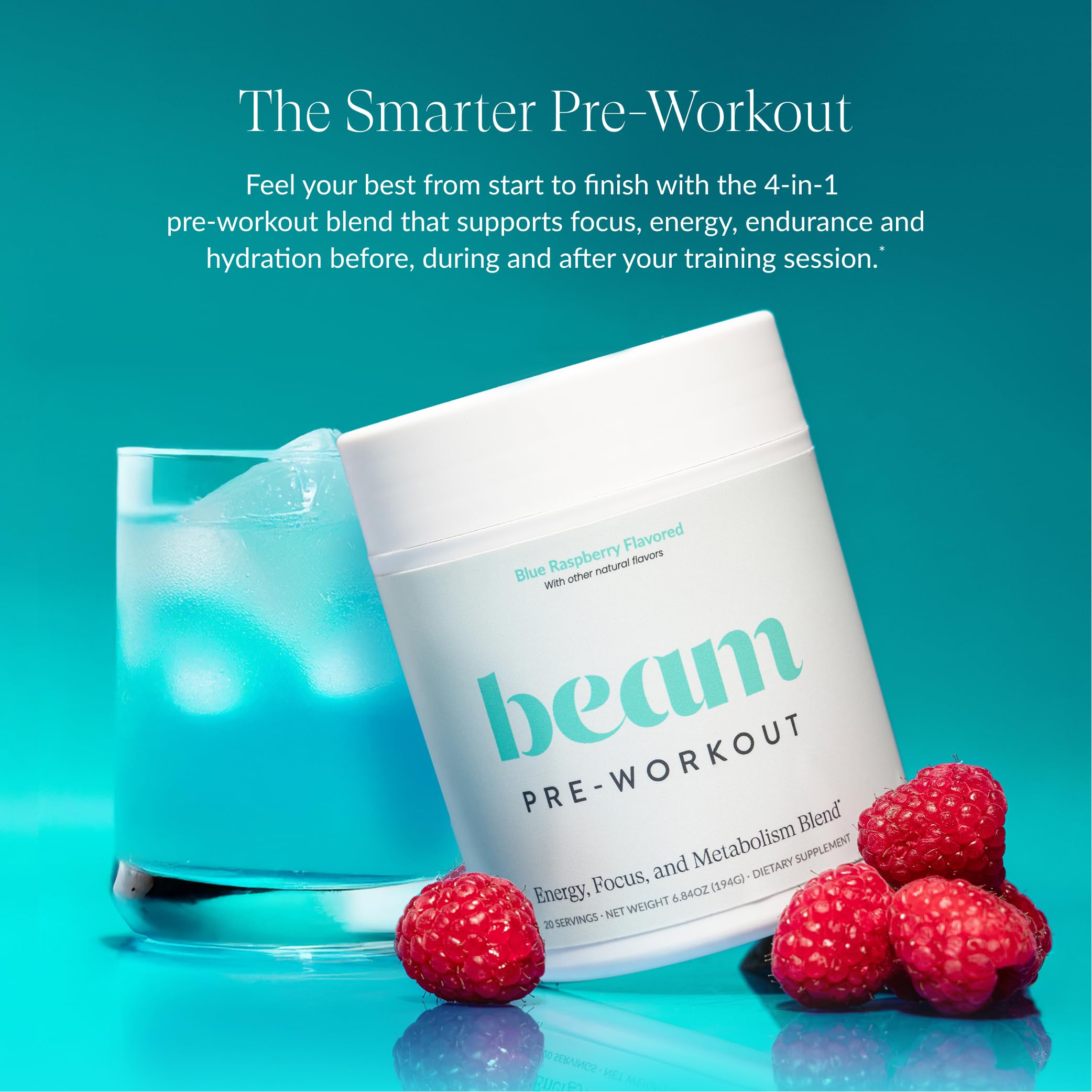 Beam Pré Workout focus et clarté avec Cognizin et L-Theanine pour rester concentré