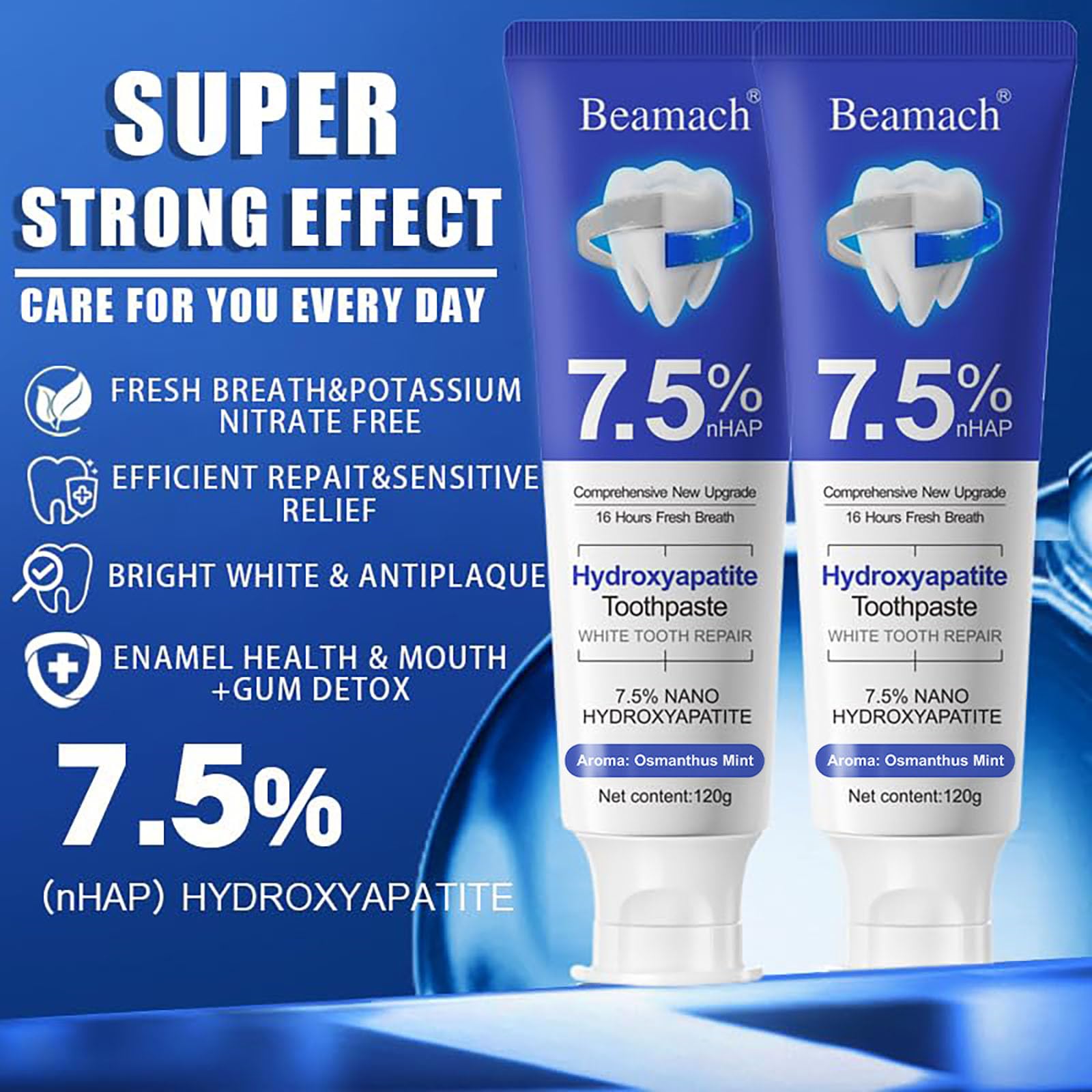Beamach hydroxyapatite - emballage extérieur: protection quotidienne de l'émail.