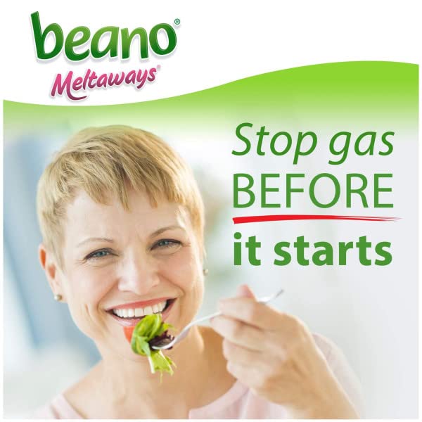 Beano Meltaways pratique pour prévenir gaz et inconfort après certains aliments.