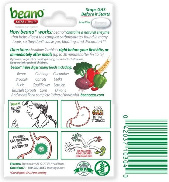 Beano: étui compact pour emporter et prévenir les gaz lors des déplacements