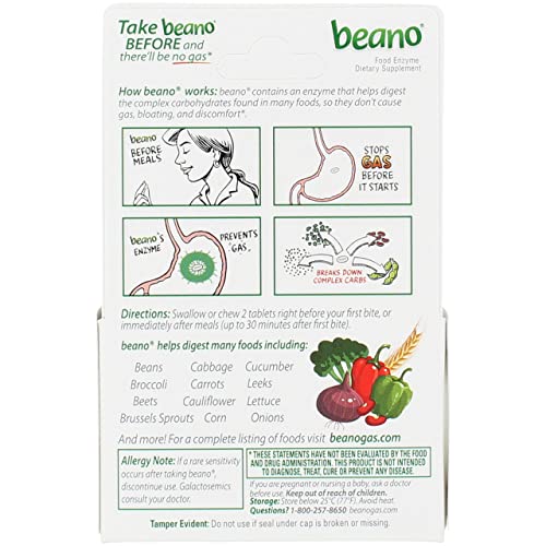 Tablettes Beano visibles, comprimés neutres faciles à avaler