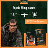 Bracelet Bear Grylls sans produit chimique agressif, huiles essentielles naturelles pour une alternative douce.