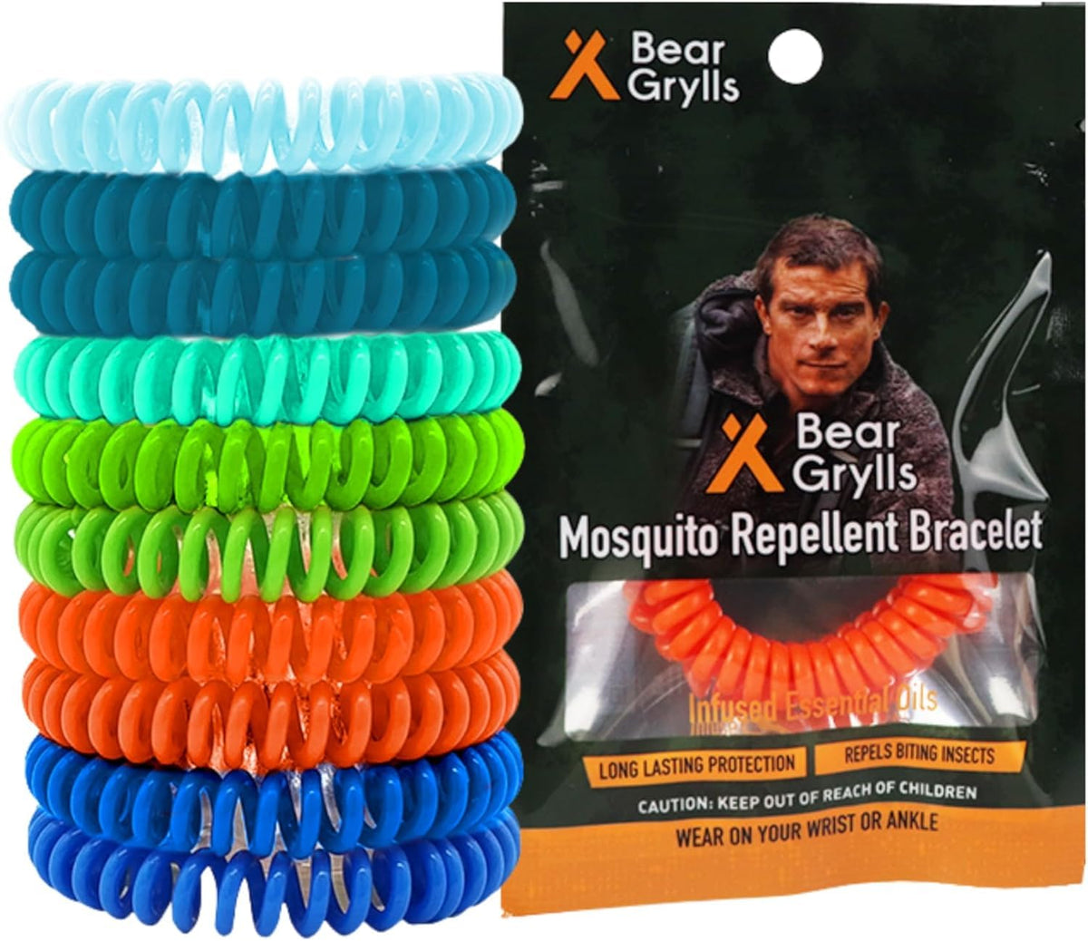 Bracelet répulsif Bear Grylls pour adultes, protection légère contre les moustiques lors des randonnées.