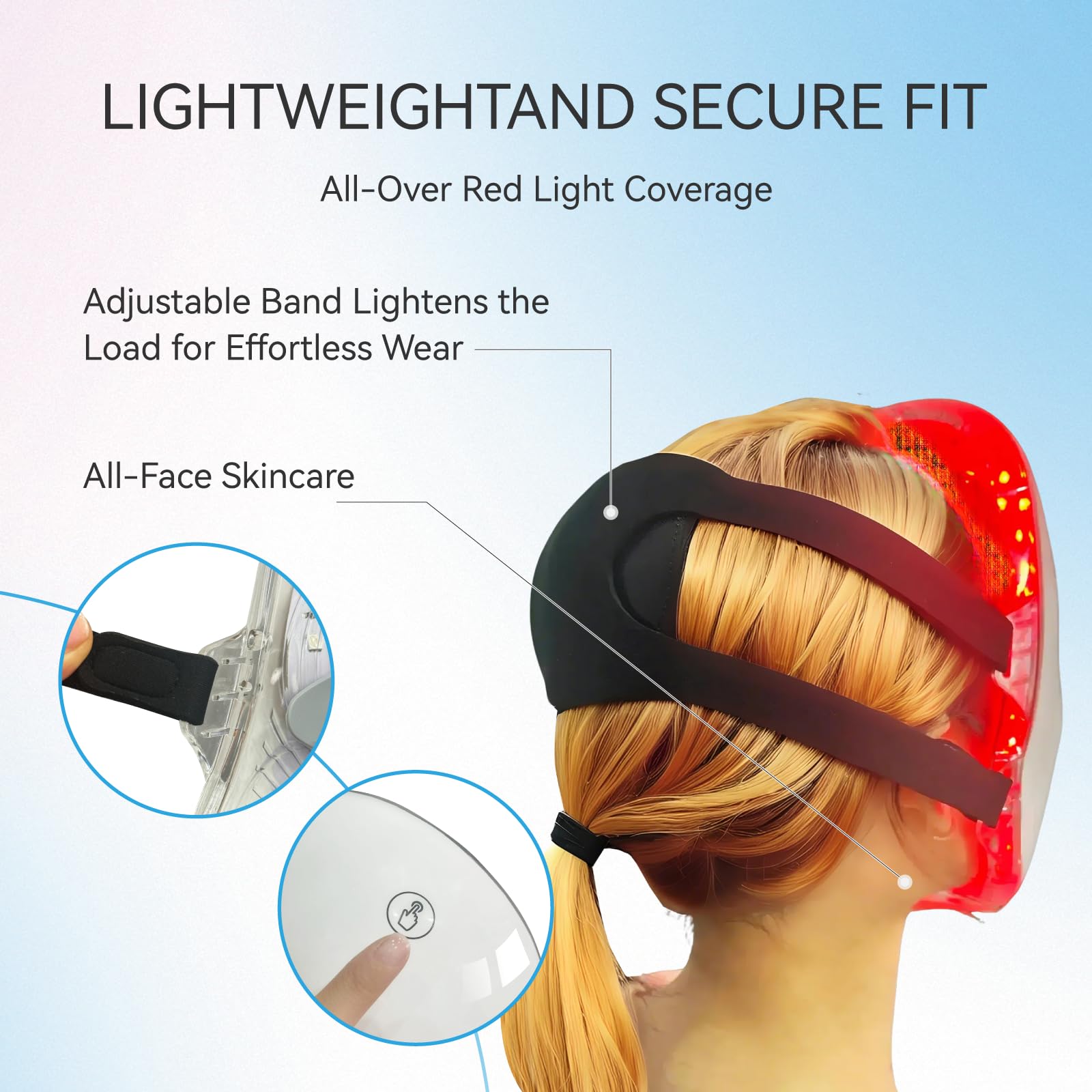 BeaRay masque-visage LED, portable et rechargeable avec câble USB pour l'utilisation nomade