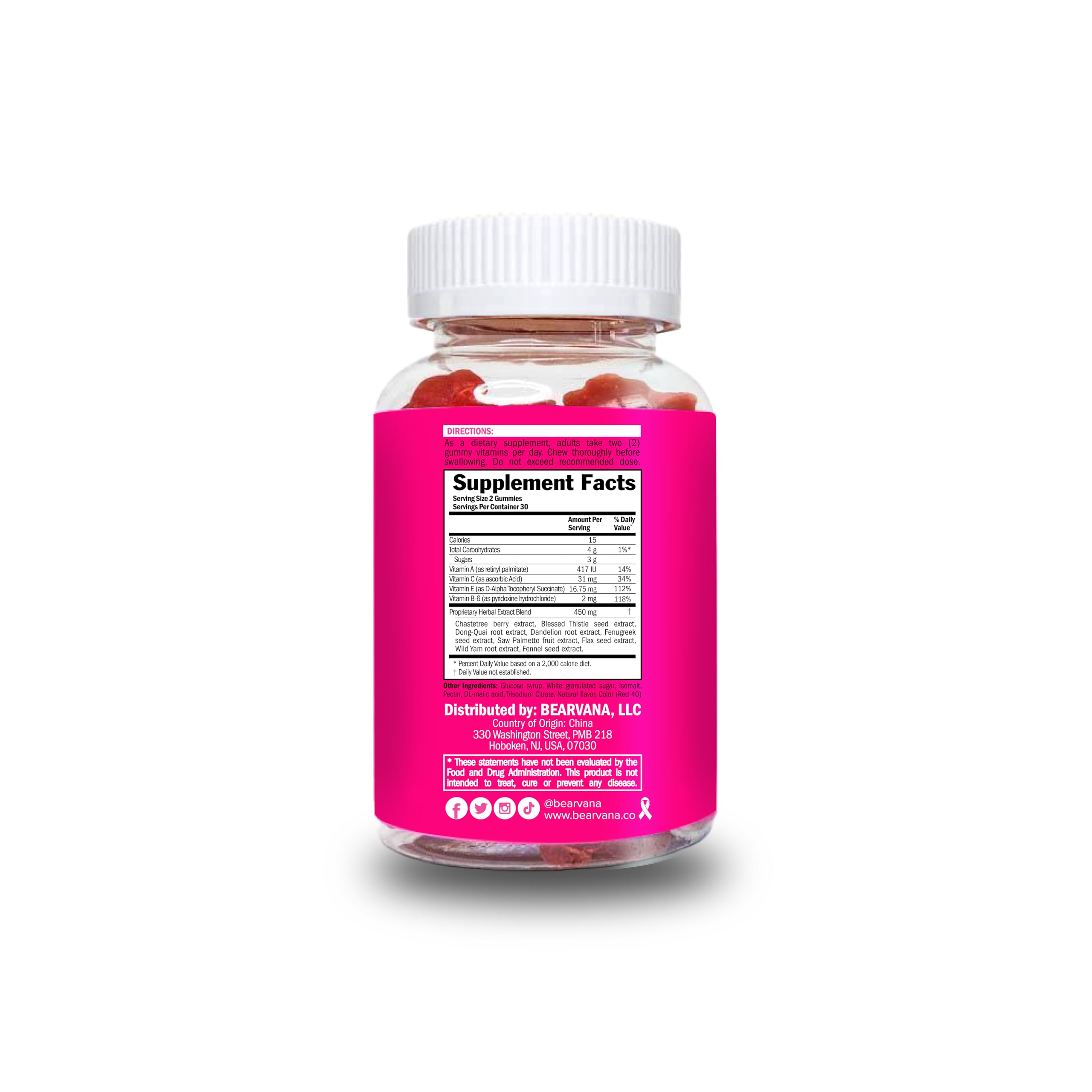 Gommes BEARVANA Multivitamines Soutien Quotidien, rouges et délicieuses pour une collation saine.