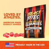 BEAST BITES Creatine Gummies, fabrication américaine et Creapure, sécurité et pureté pour le sport.