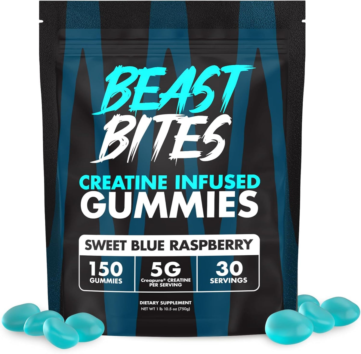 BEAST BITES Gommes Creatine en framboise bleue pour la force et récupération