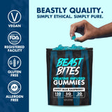 Pré-entraînement BEAST BITES Creatine Gummies, framboise bleue et énergie