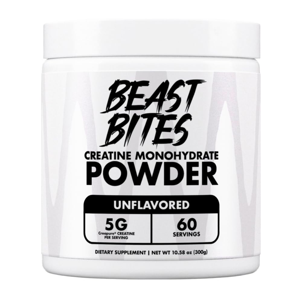 BEAST BITES Creatine Monohydrate – emballage clair pour suivre l'apport quotidien et la performance