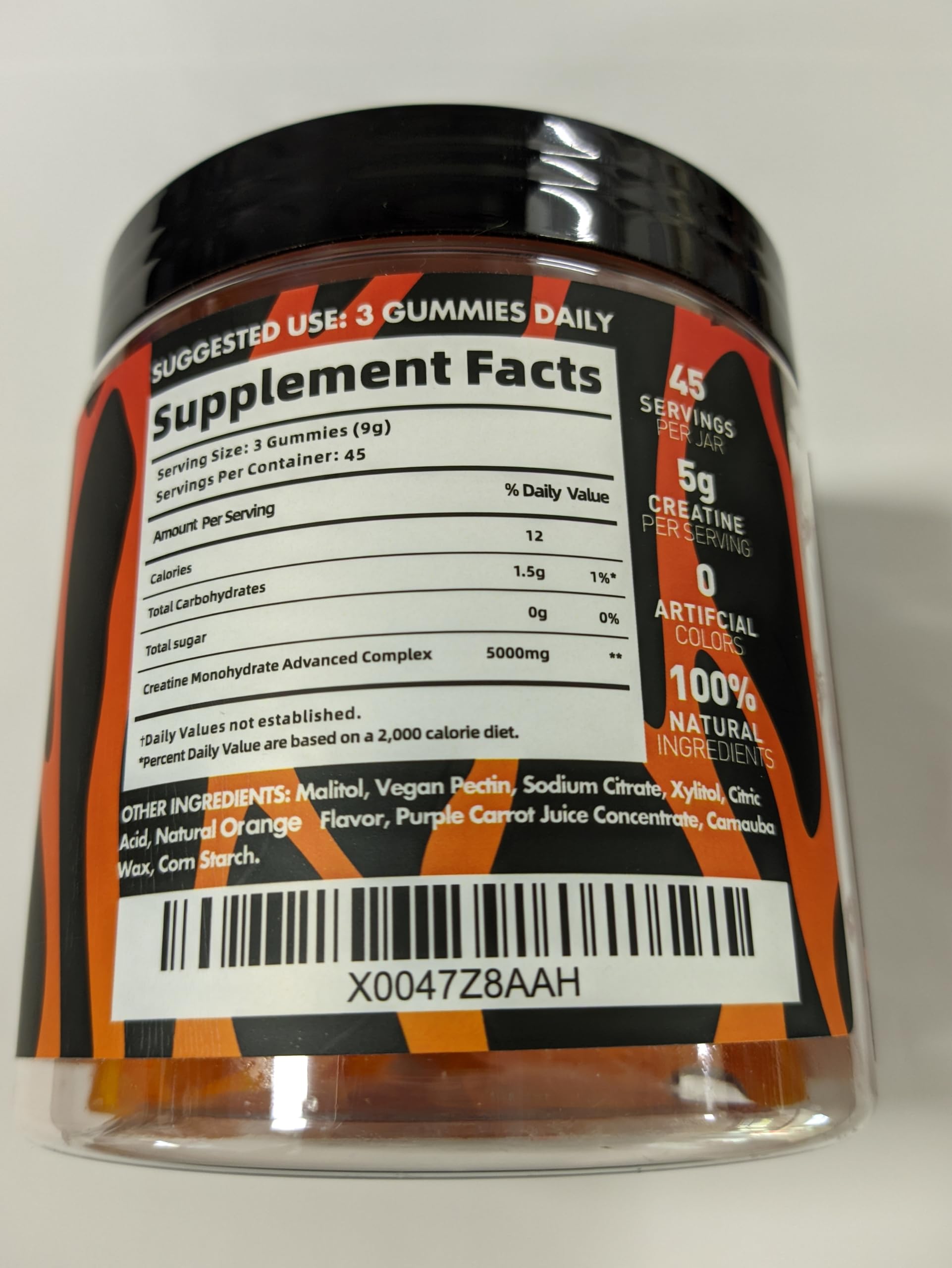 BEAST BITES Nutrition Créatine Monohydrate Gommes – Trois gommes par portion pour un dosage simple.