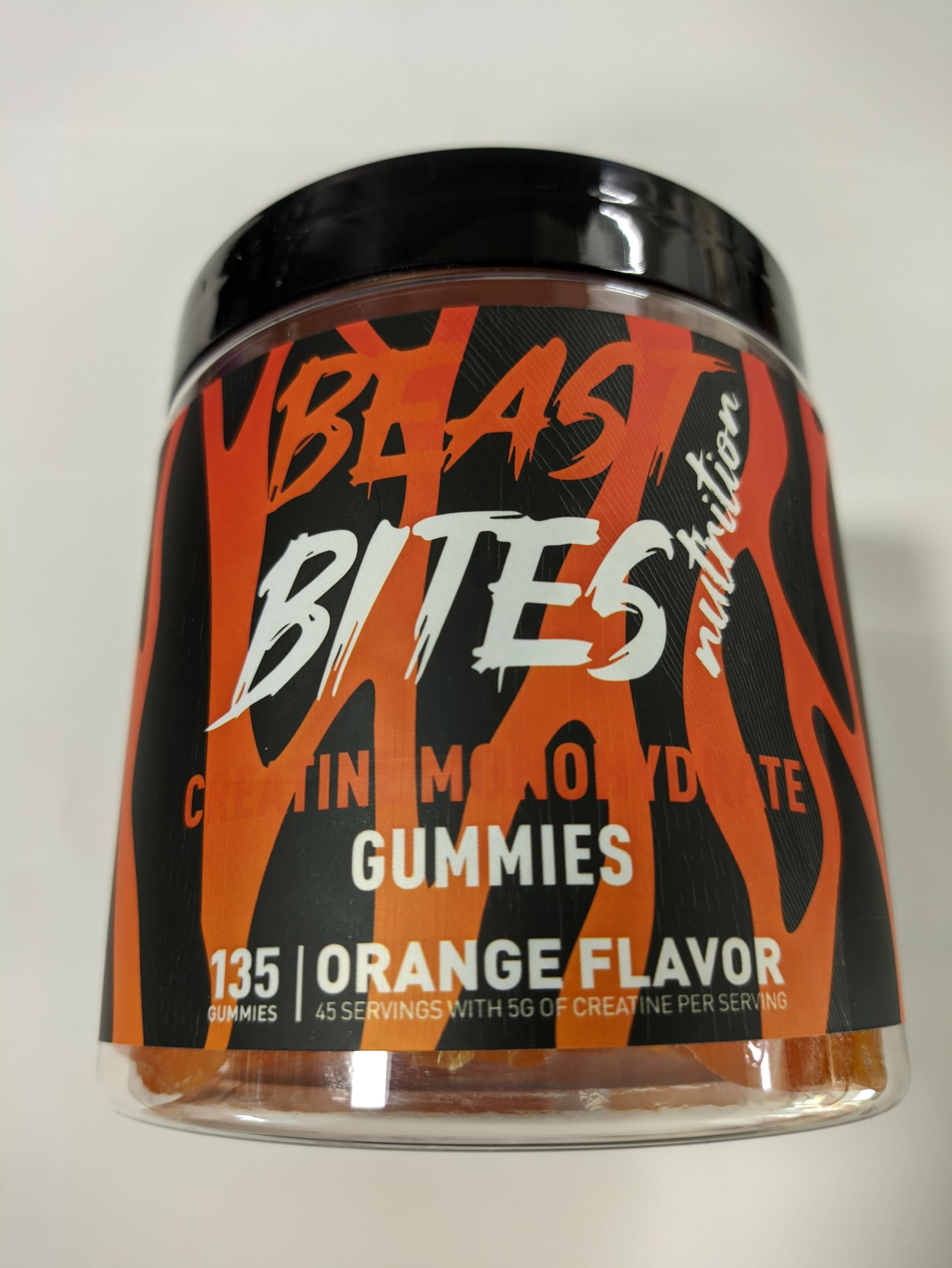 BEAST BITES Nutrition Créatine Monohydrate Gommes – Emballage pratique et accès rapide à la dose recommandée.