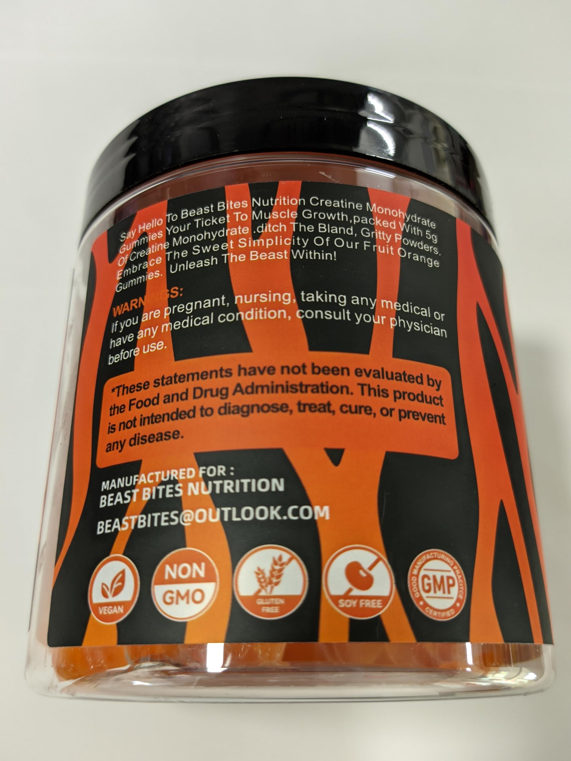 BEAST BITES Nutrition Créatine Monohydrate Gommes – Texture douce et prise facile avant l’effort.