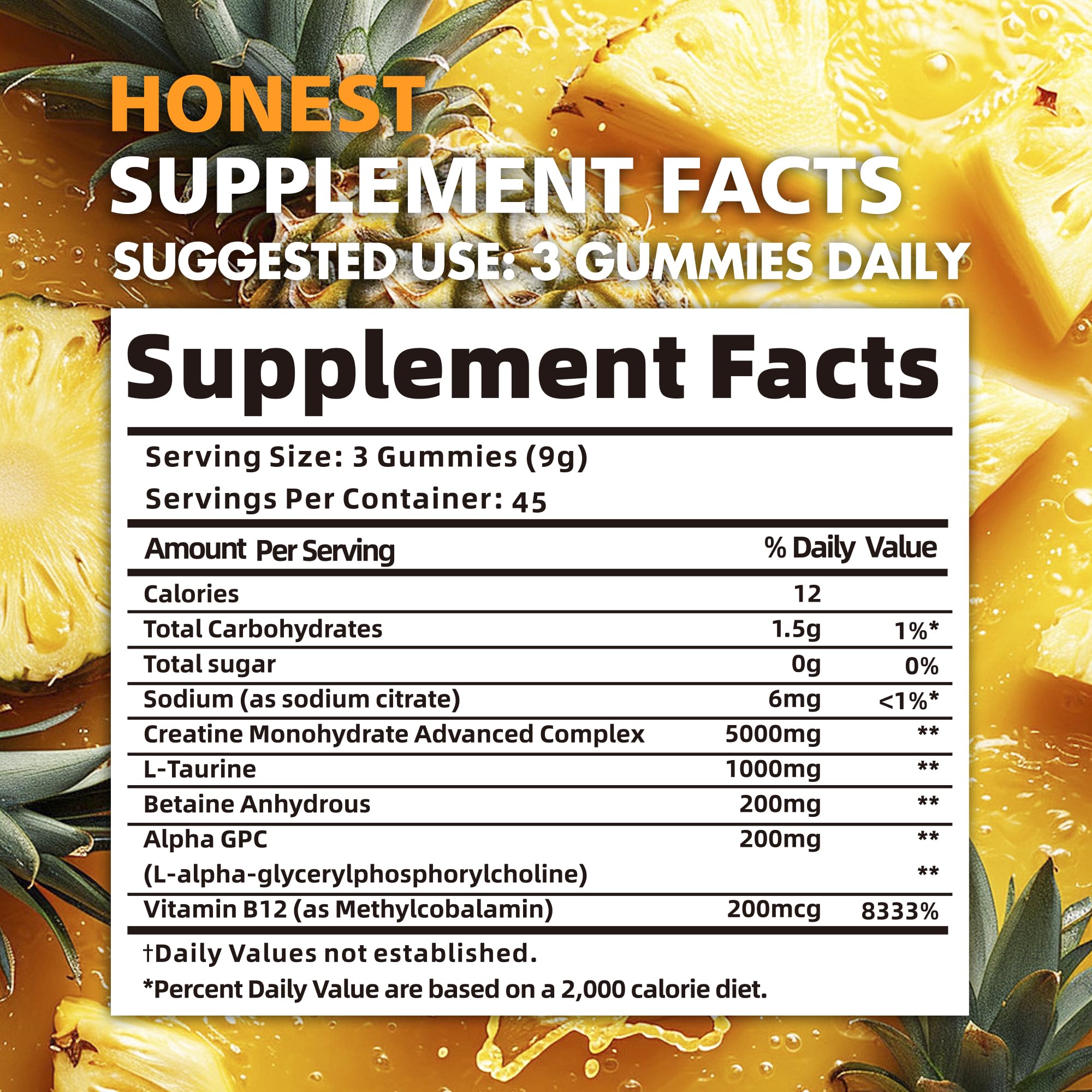 Gomme BEAST BITES Nutrition créatine monohydrate – ingrédients végan et sans gluten.