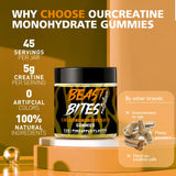 Gomme BEAST BITES Nutrition créatine monohydrate – paquet compact idéal pour la routine pré-entraînement.
