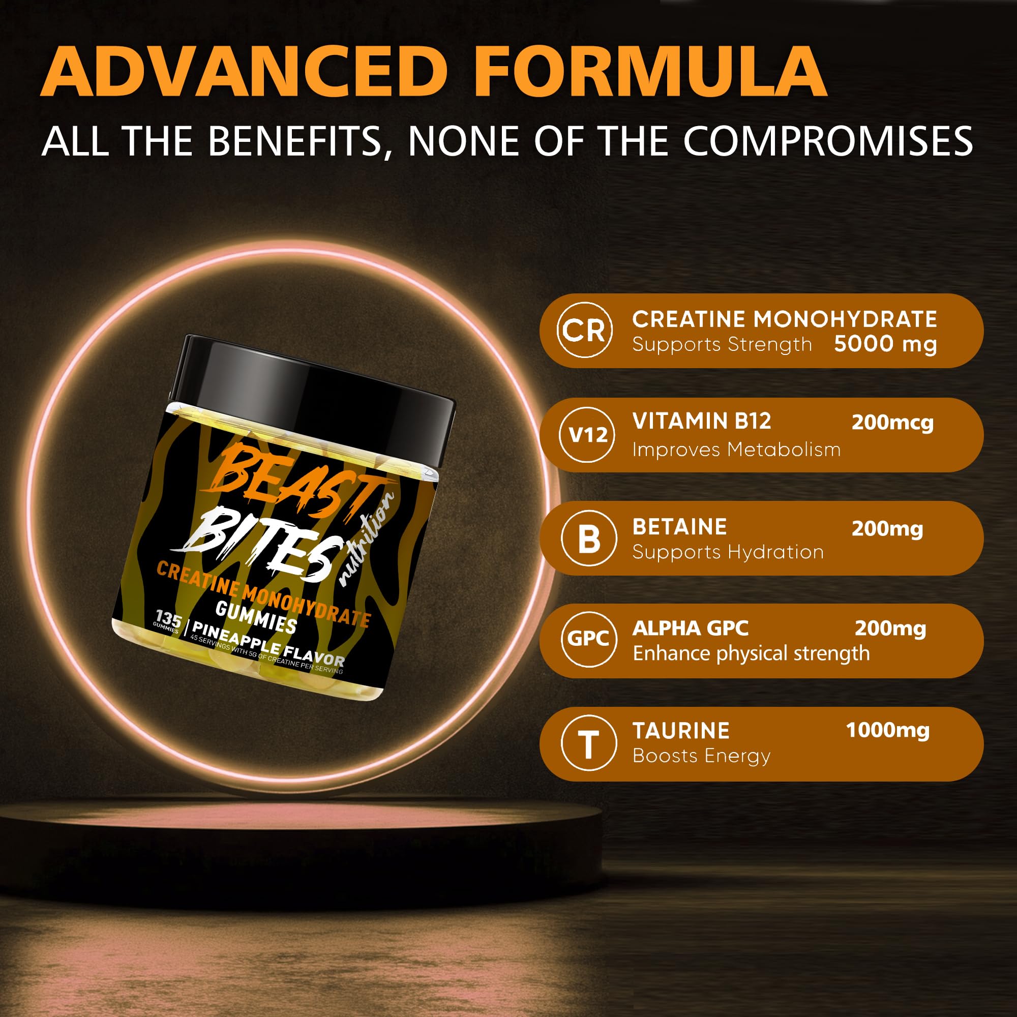 Gomme BEAST BITES Nutrition créatine monohydrate – utilisation rapide en déplacement.