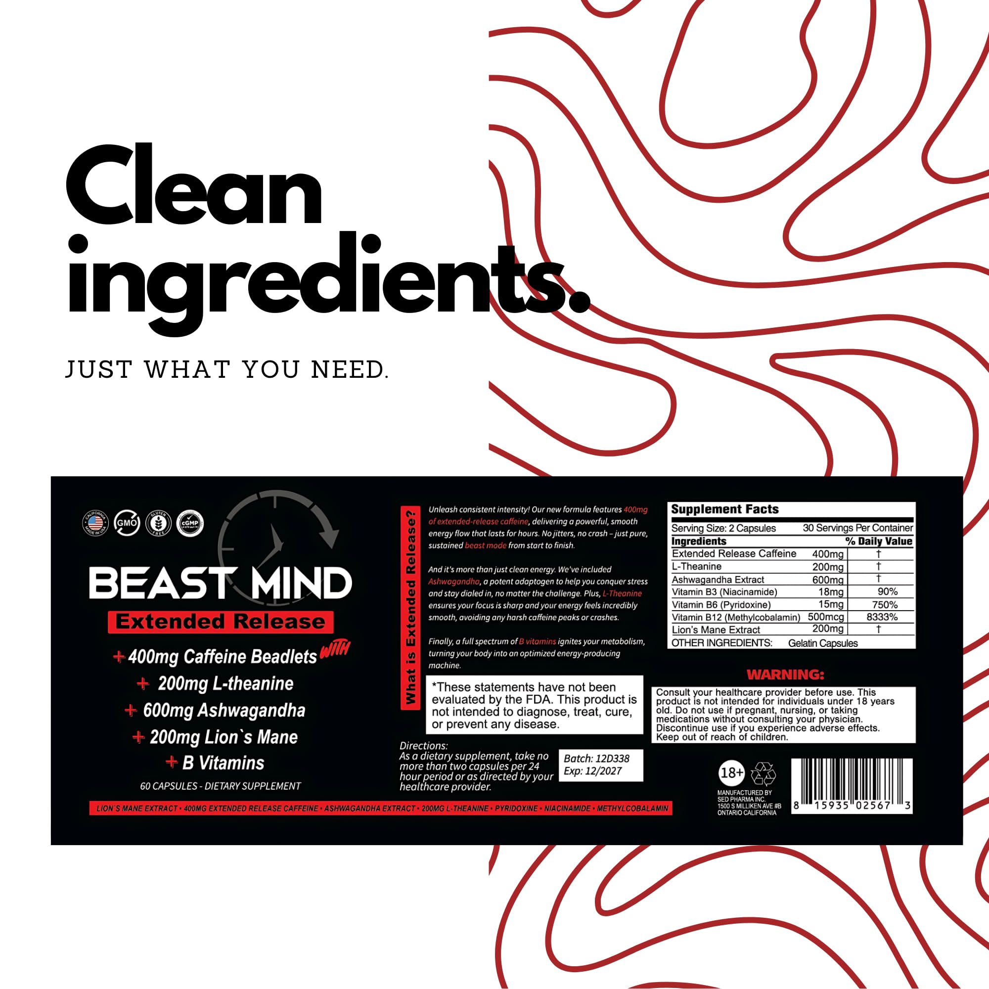 Beast Mind: etiquette-produit avec design clair et informations fiables
