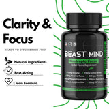 Beast Mind Focus: etiquette du flacon mettant en avant les ingrédients naturels