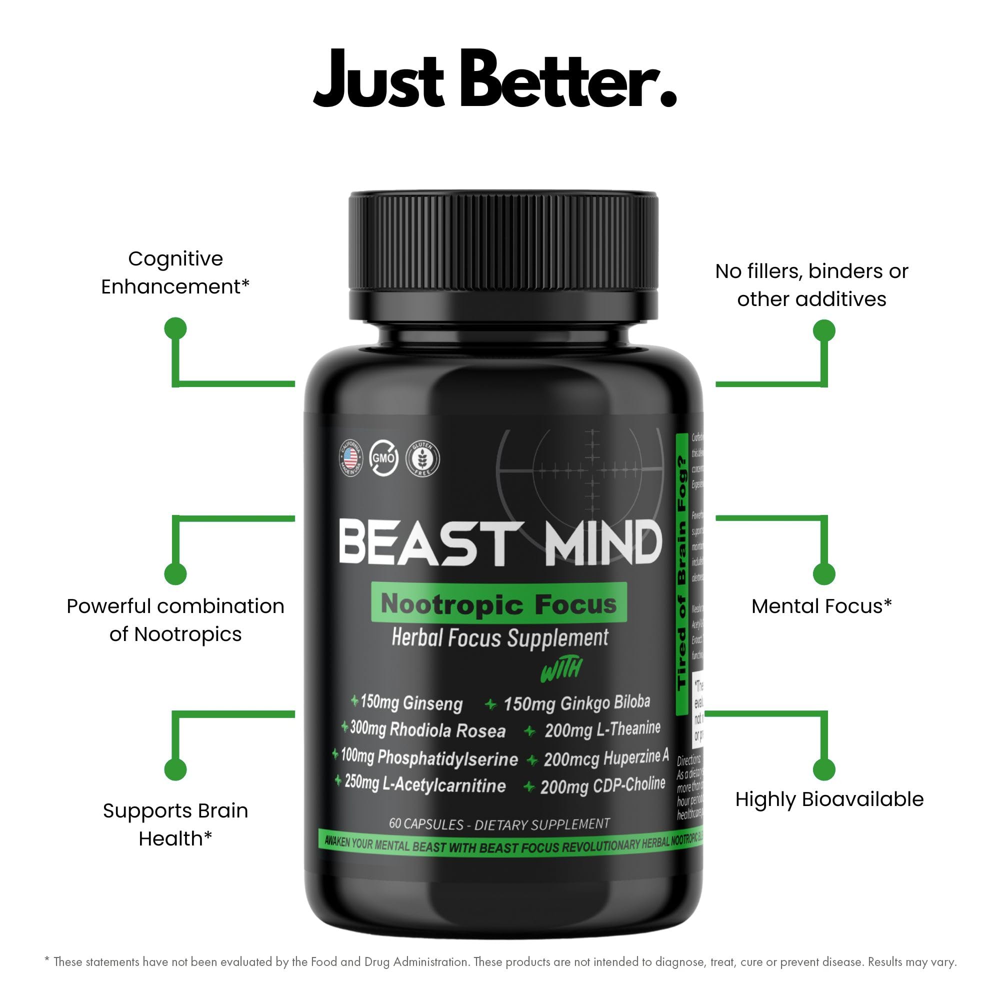 Beast Mind Focus: gélules visibles illustrant la clarté mentale