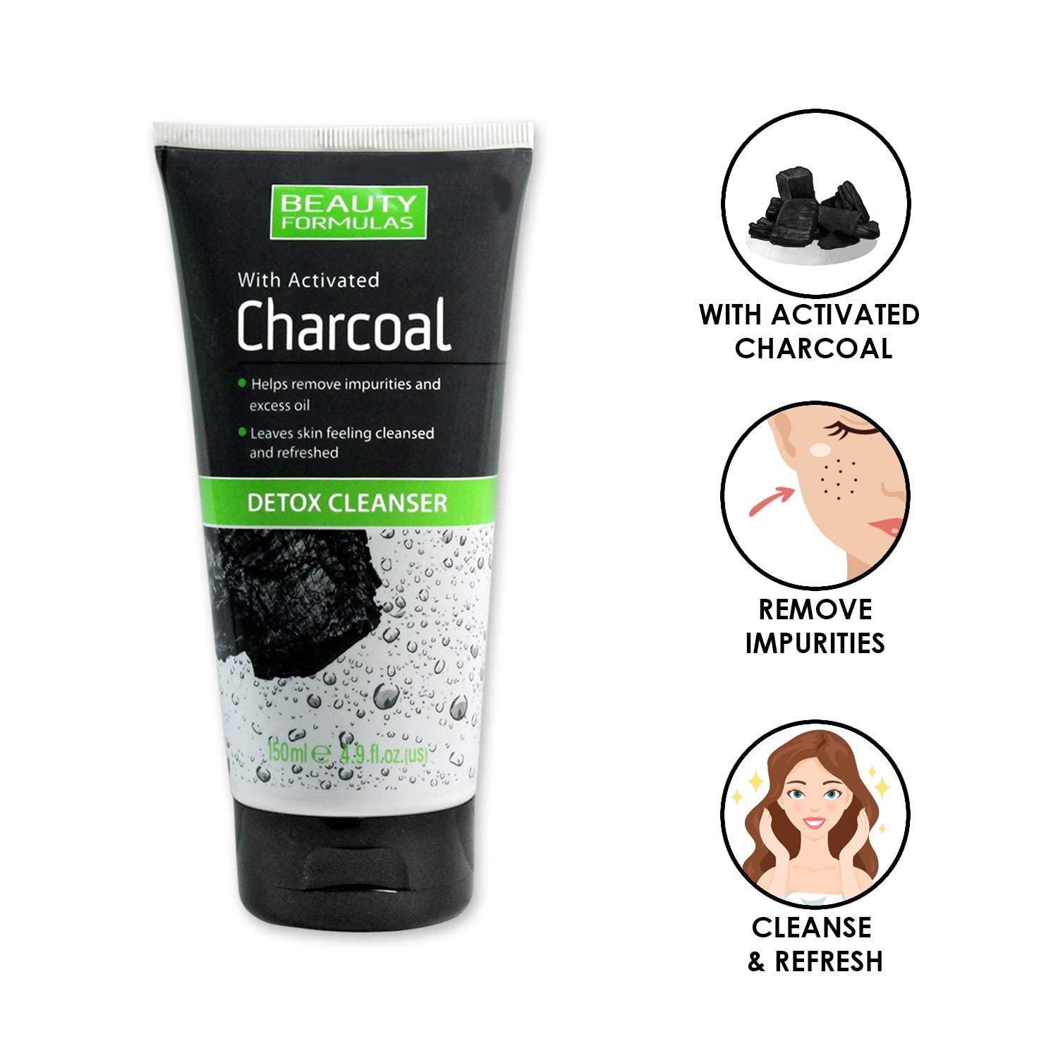 Beauty Formulas Charcoal Detox Cleanser – texture mousseuse pour nettoyer les impuretés.