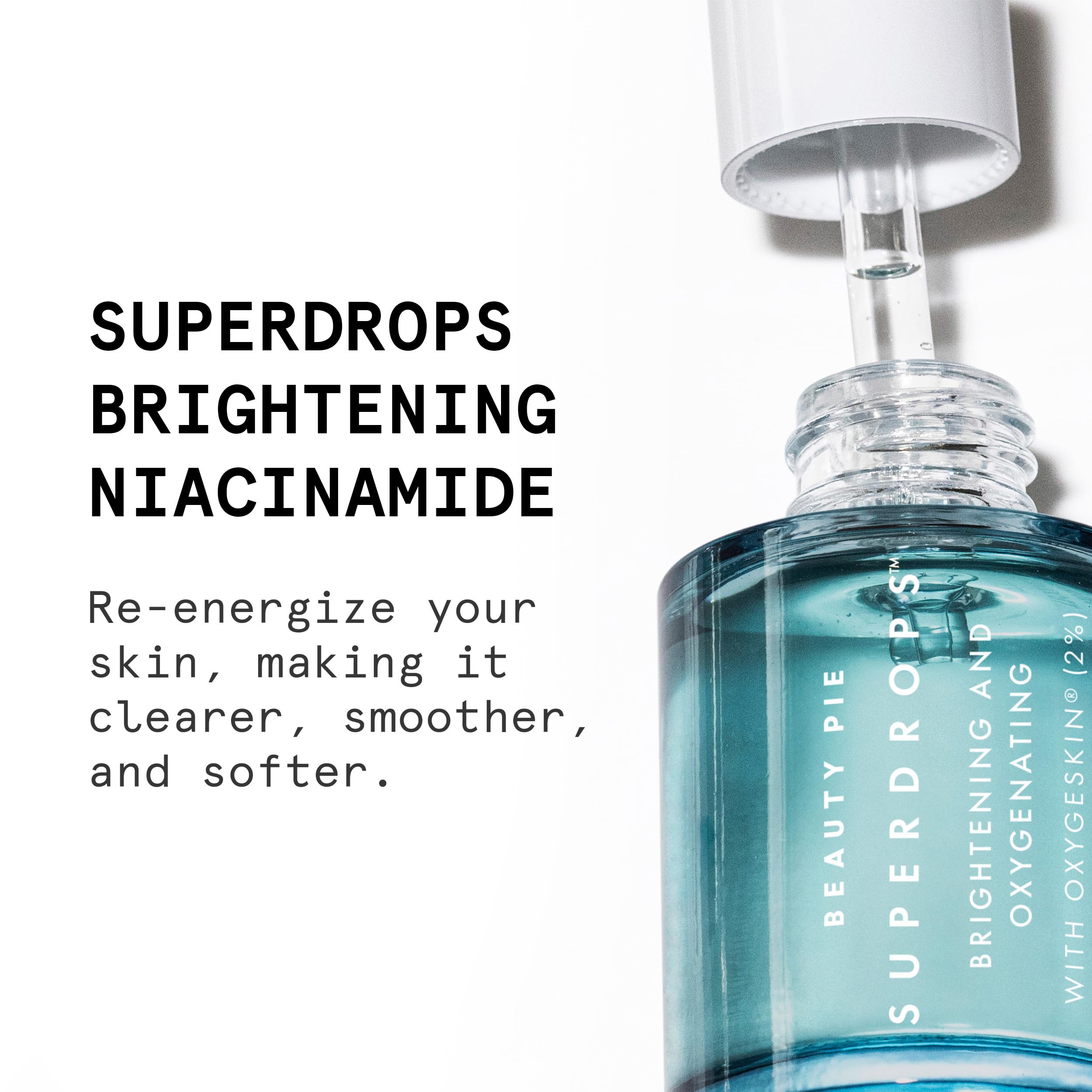 Beauty Pie Superdrops – Pipette sérum, dosage précis pour une peau lumineuse.