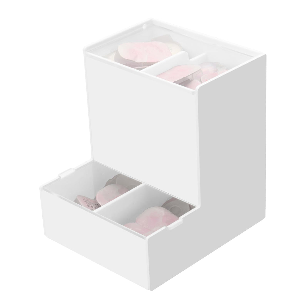 Beautyflier distributeur lentilles quotidiennes sur bureau, rangement net et accessible.