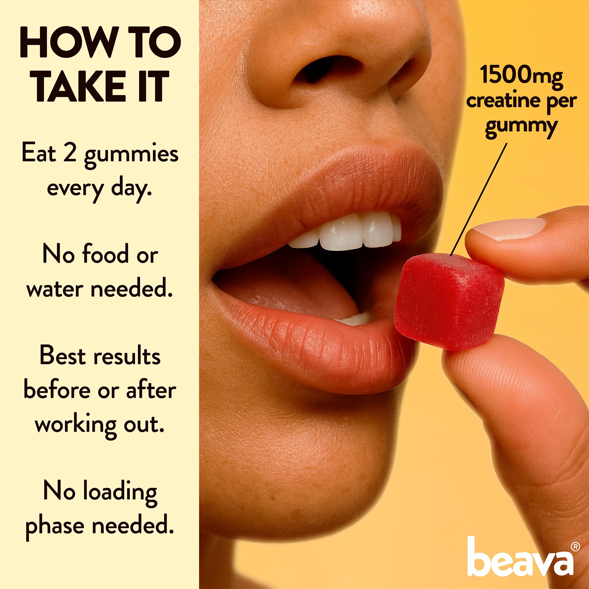 Beava : dosage 3 g par portion via deux gommes