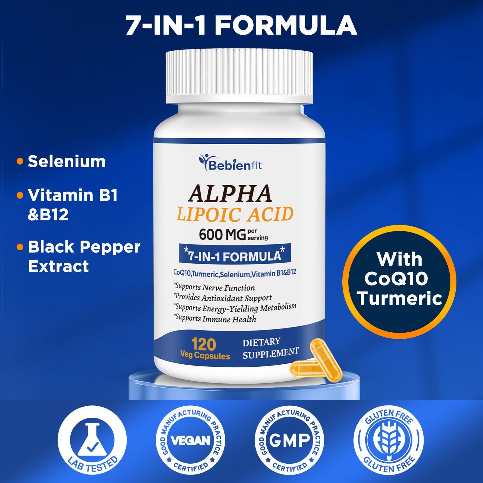 Bebien fit antioxydant CoQ10 et acide lipoïque, protection cellulaire potentielle.