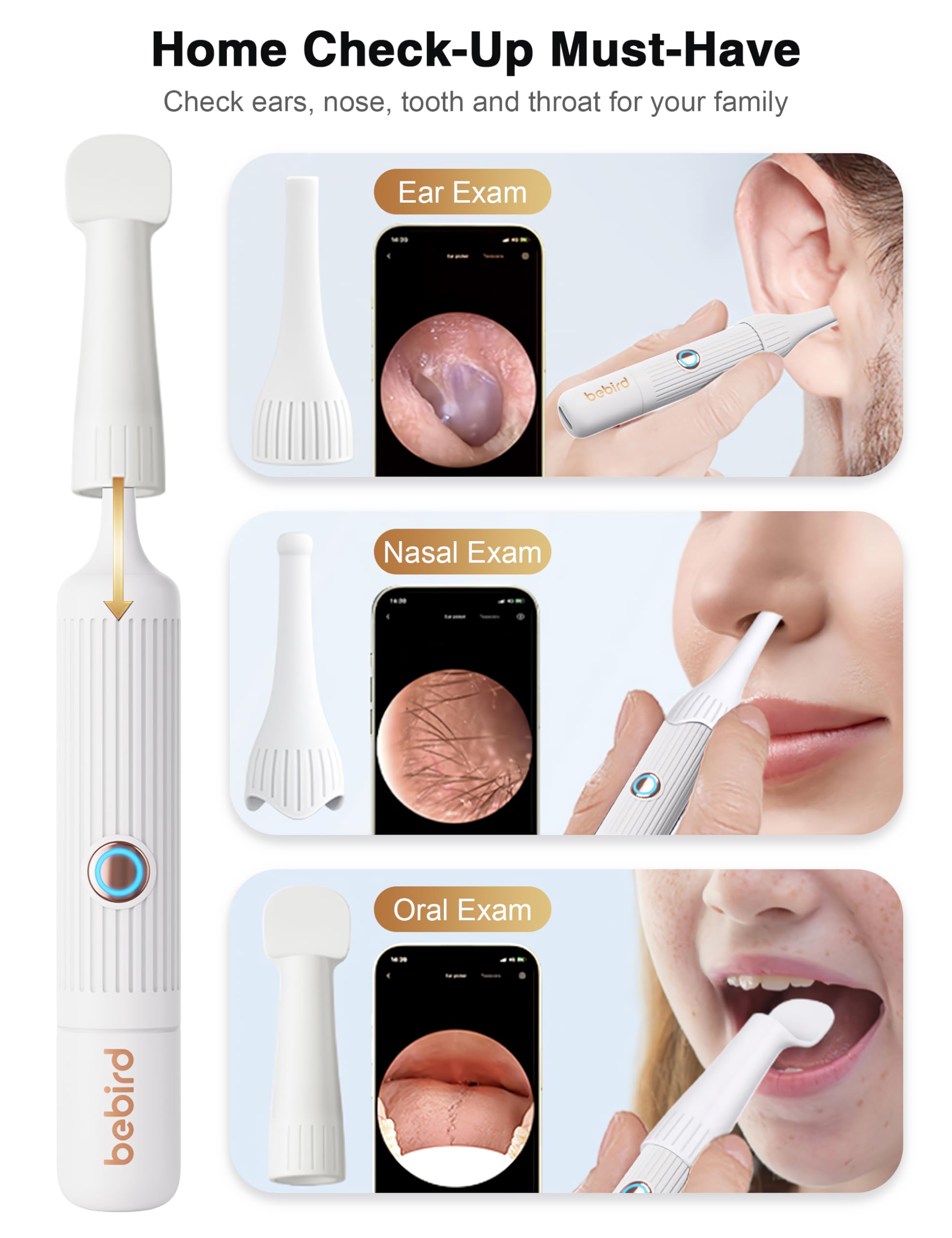 BEBIRD Earsight Plus poignee-angle-reglable assure une prise et une maniabilité confortables