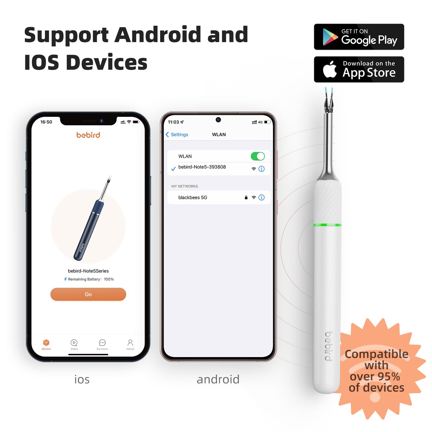Bebird Pro Note5 utilisation familiale grâce aux embouts colorés et sûrs.