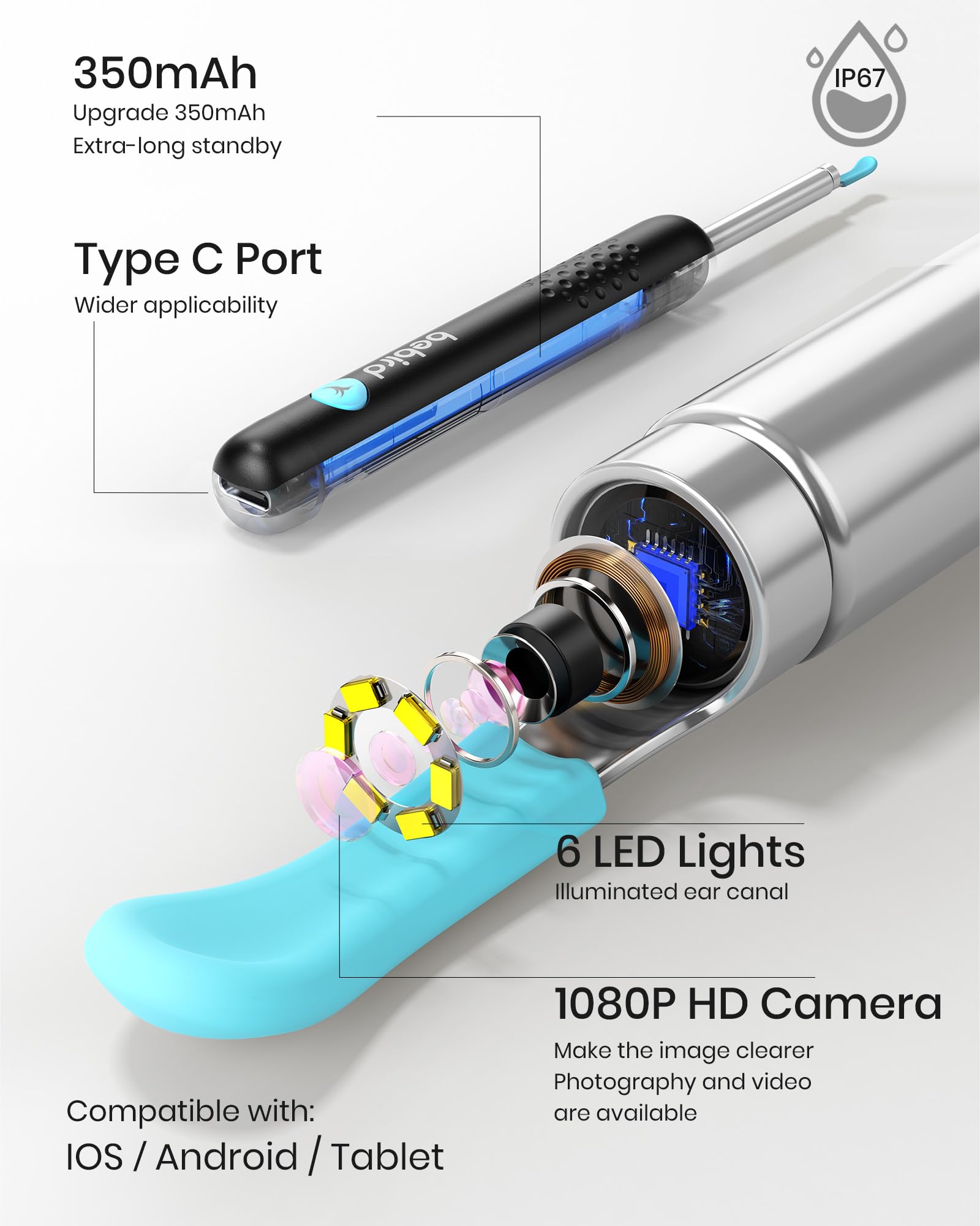 BEBIRD R1 examen nez et gorge pour vérification sans pression