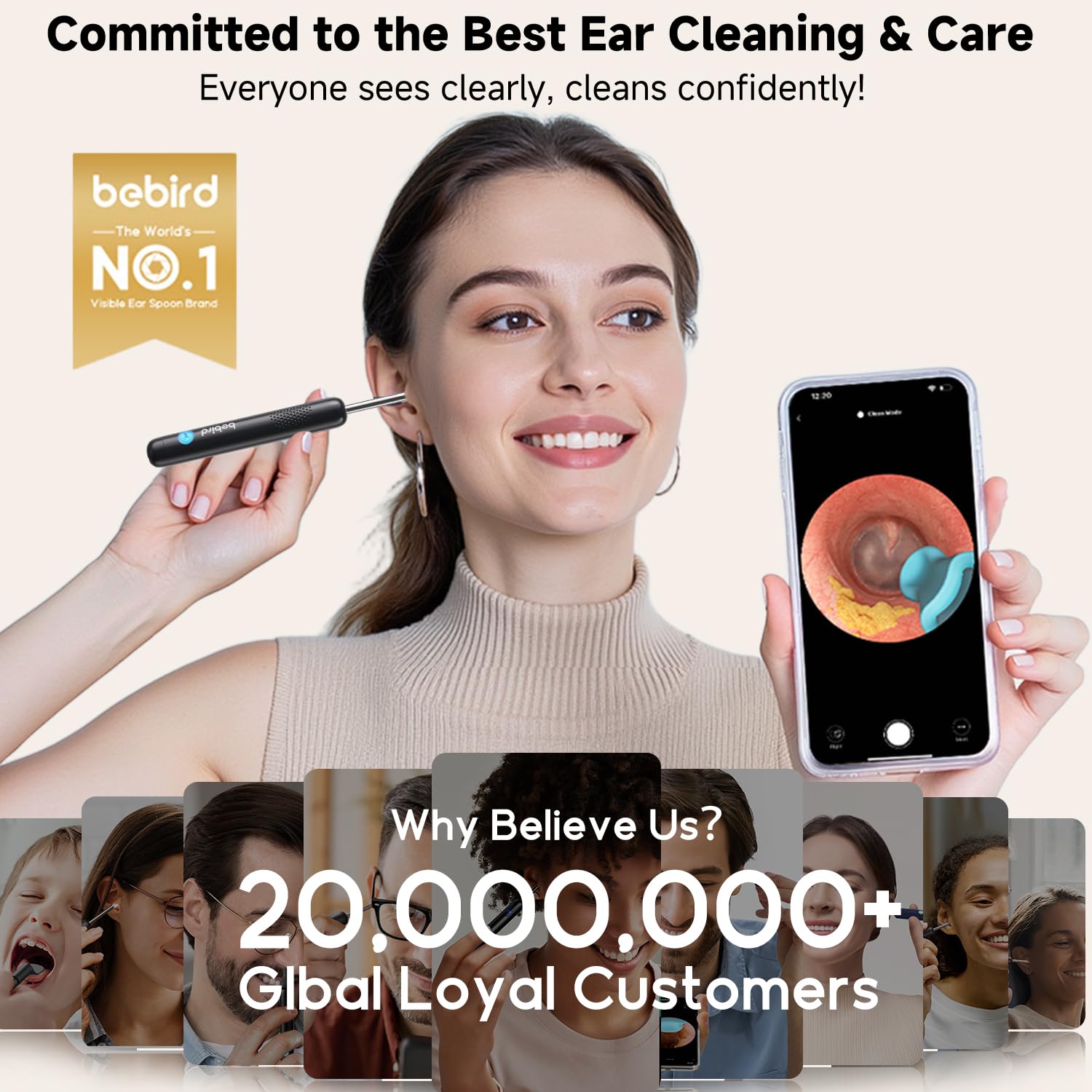 BEBIRD R1 Ultra, embouts oreille quatre types pour différents nettoyages.