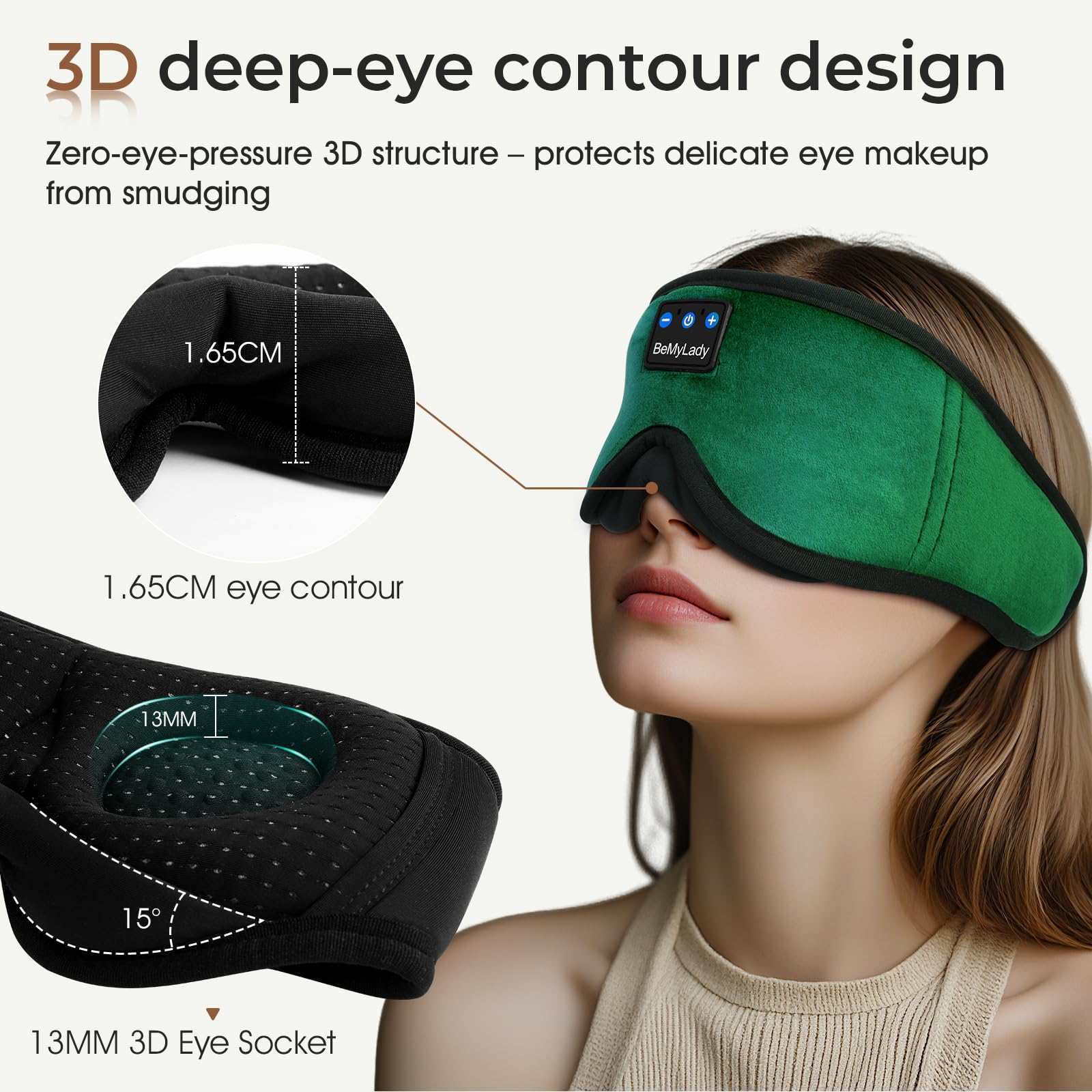 BeMyLady masque-sommeil-bluetooth-enceintes-integrees: écoute sans fil discrète pendant le repos.