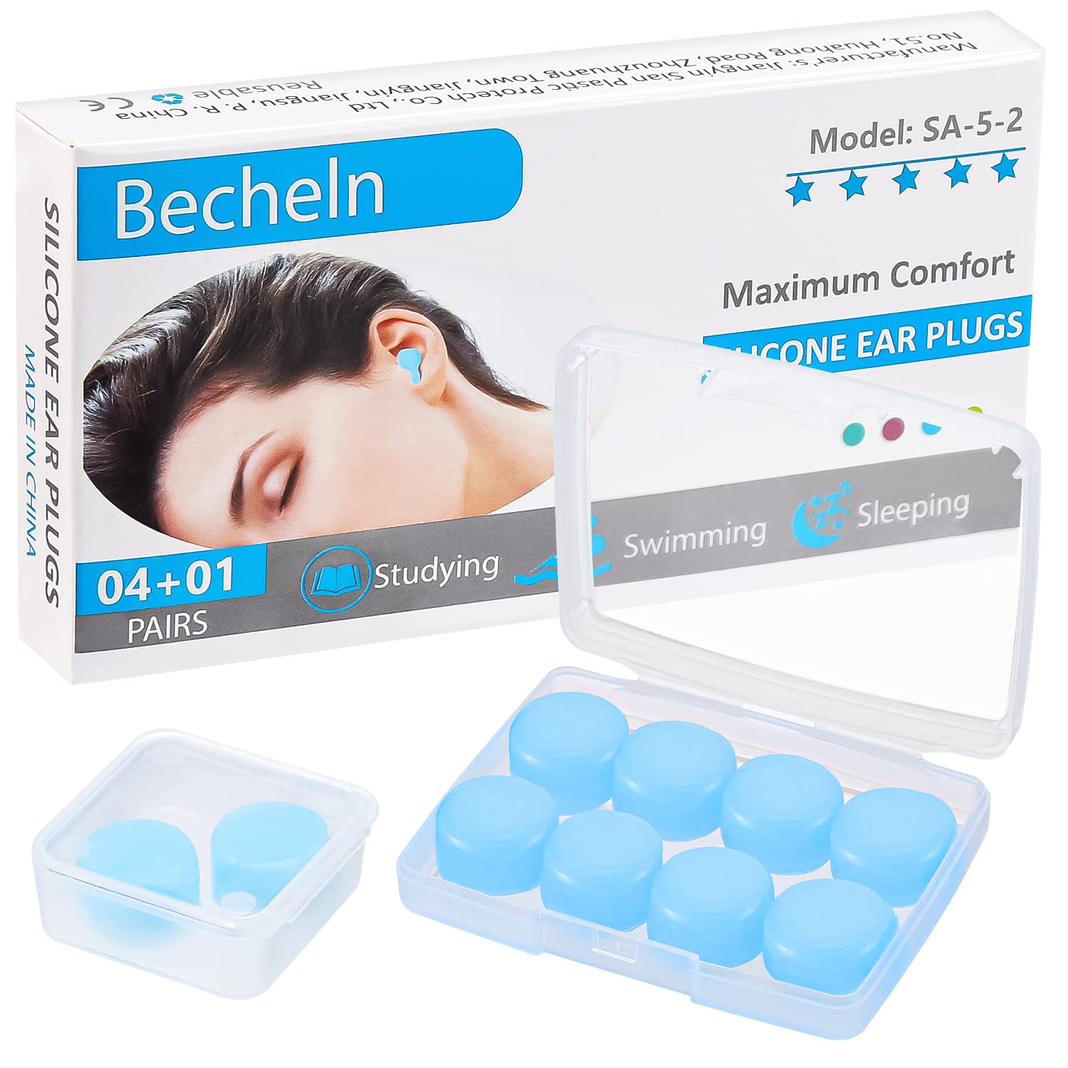 Becheln bouchons d'oreilles en silicone, idéal pour l'étude ou le travail calme.